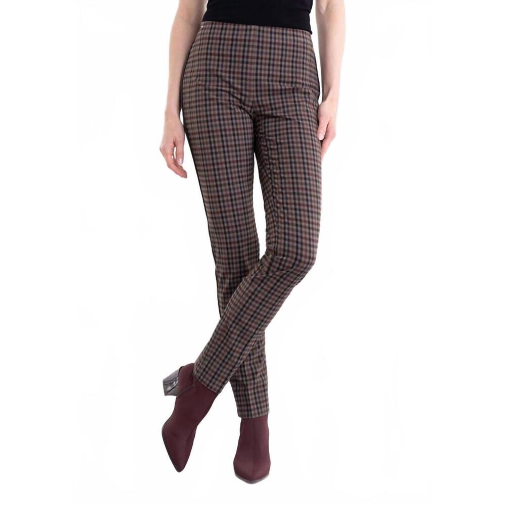 NEW LISETTE L emery plaid slim ankle pants in brown